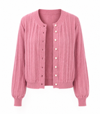 Sophia | Cozy Pink Knit Cardigan with Open Front - Lumina