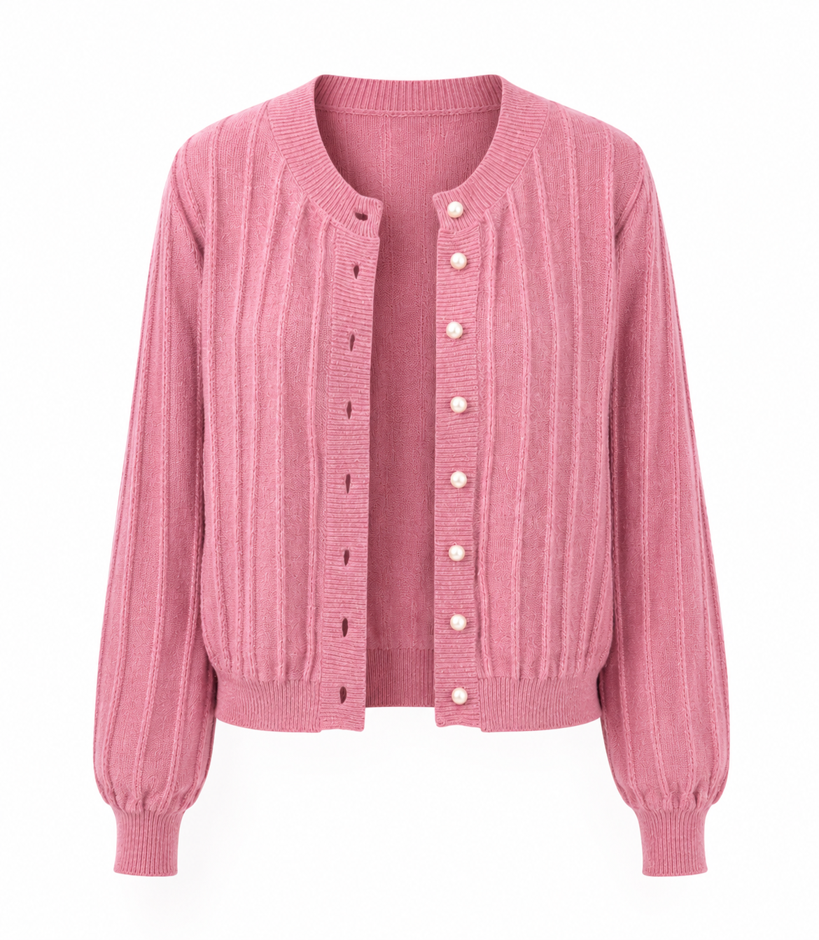 Sophia | Cozy Pink Knit Cardigan with Open Front - Lumina