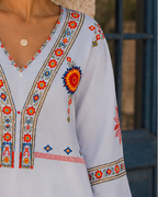 Penelope | Bohemian Embroidered Summer Blouse with V-Neck - Lumina