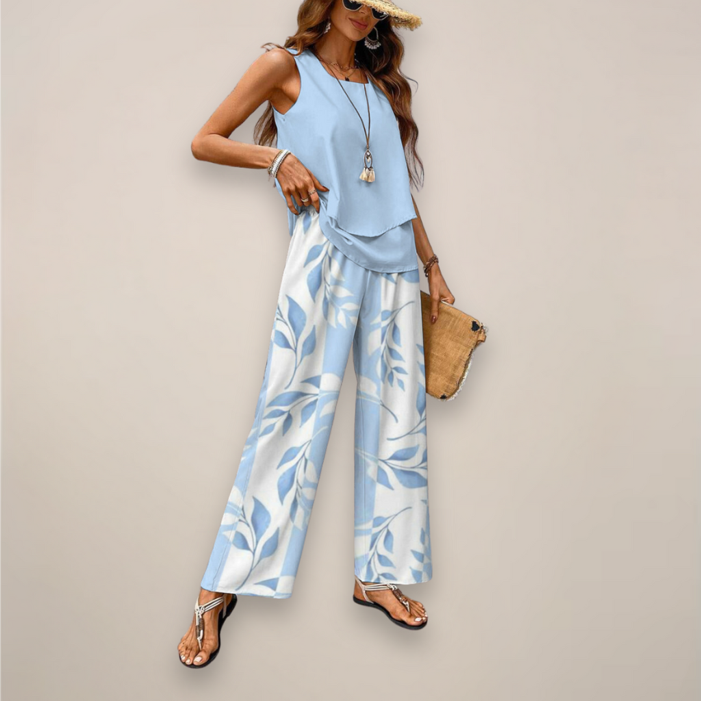 Ava | Vibrant Printed Wide-Leg Set with Relaxed Fit - Lumina