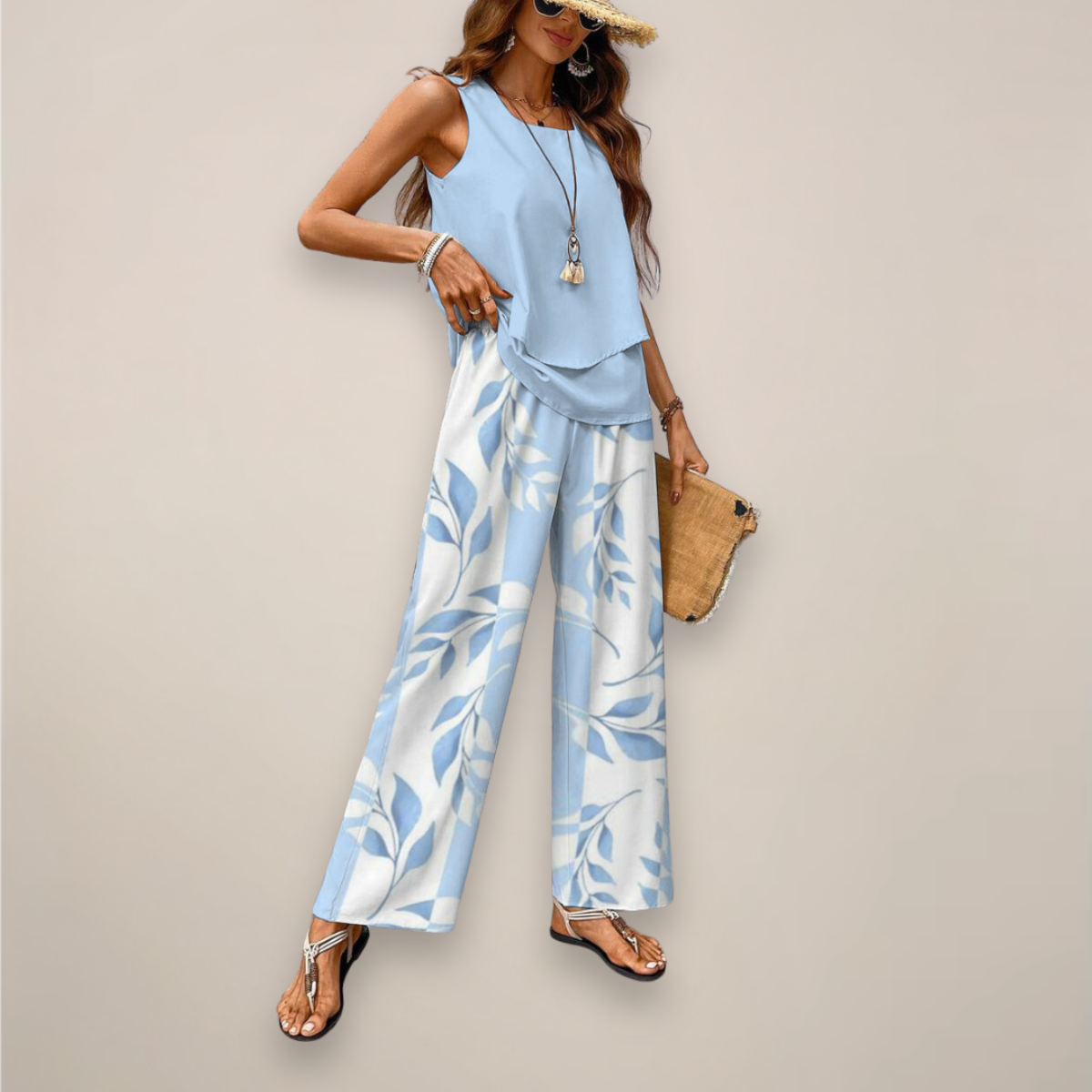 Ava | Vibrant Printed Wide-Leg Set with Relaxed Fit - Lumina