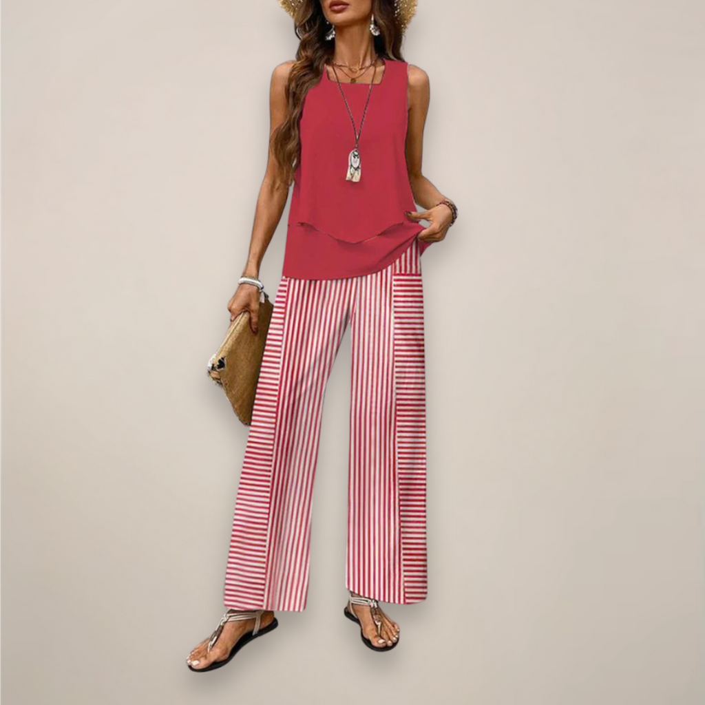 Ava | Vibrant Printed Wide-Leg Set with Relaxed Fit - Lumina
