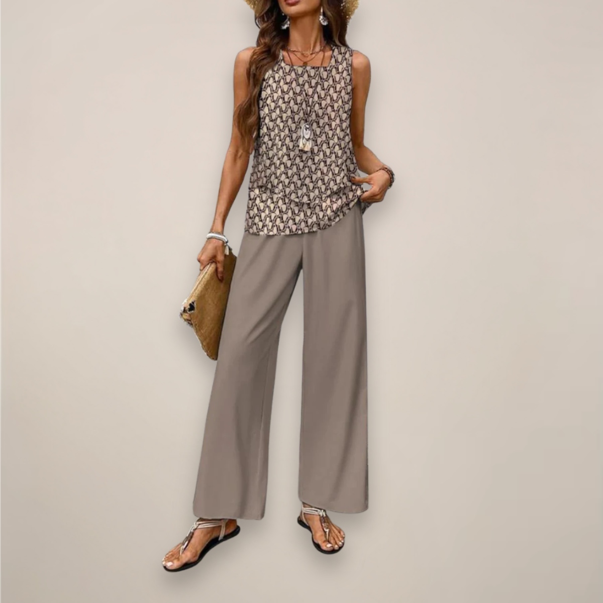 Ava | Vibrant Printed Wide-Leg Set with Relaxed Fit - Lumina