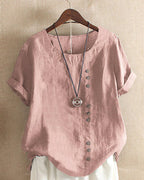 Beatrice | Relaxed Summer Blouse with Button Detail - Lumina