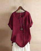 Beatrice | Relaxed Summer Blouse with Button Detail - Lumina