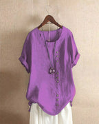 Beatrice | Relaxed Summer Blouse with Button Detail - Lumina