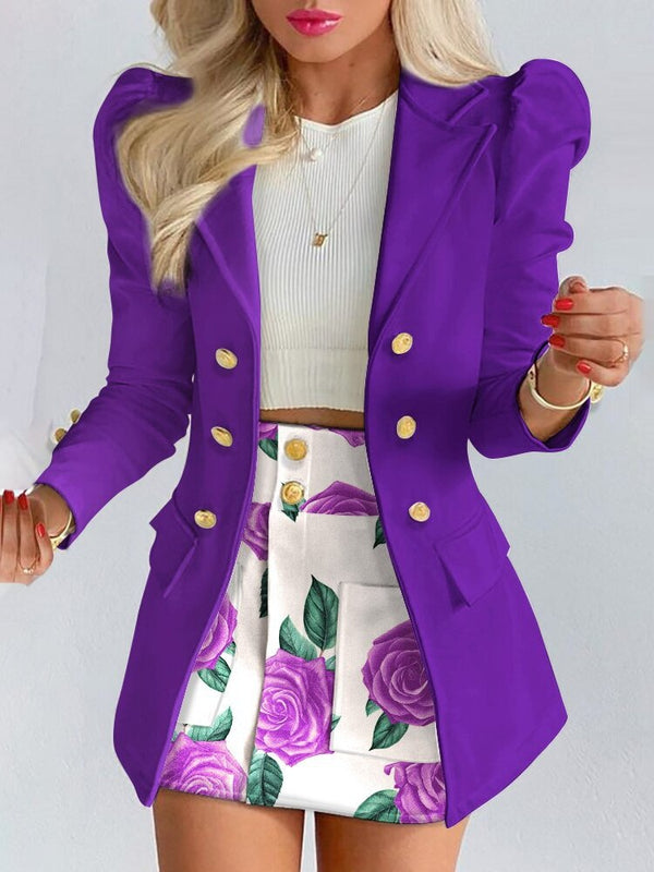 Bella | Tailored Floral Blazer and Skirt Set - Lumina