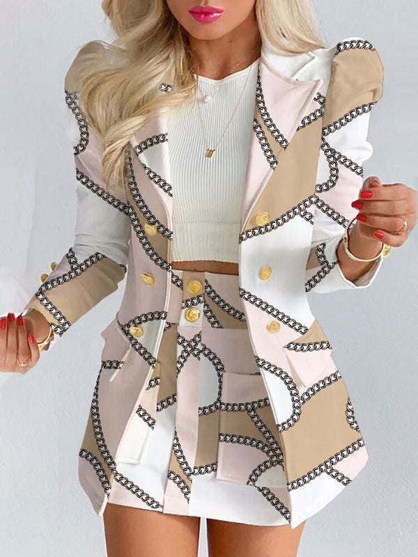 Bella | Tailored Floral Blazer and Skirt Set - Lumina