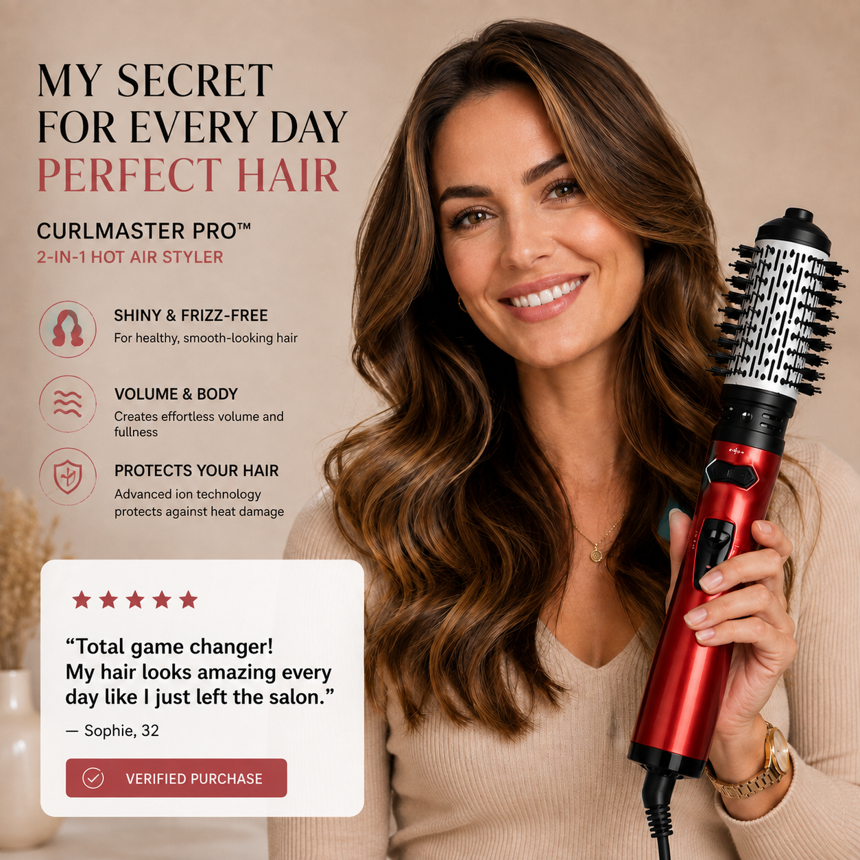 CurlMaster Pro™ - Hair Dryer with 360° Rotation