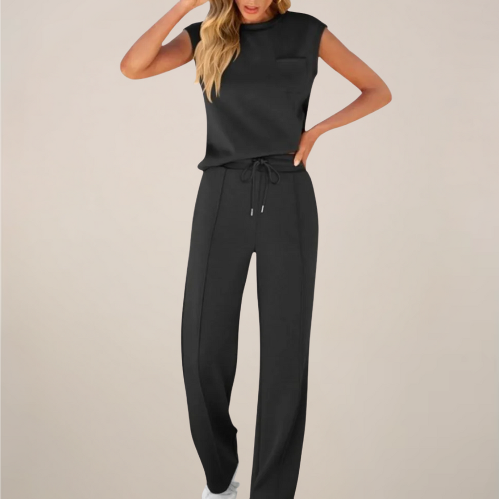 Charlotte | Relaxed Fit Two Piece Pants Set with Drawstring - Lumina