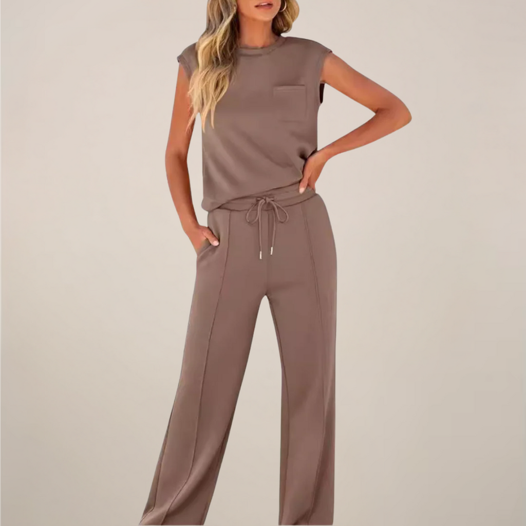 Charlotte | Relaxed Fit Two Piece Pants Set with Drawstring - Lumina
