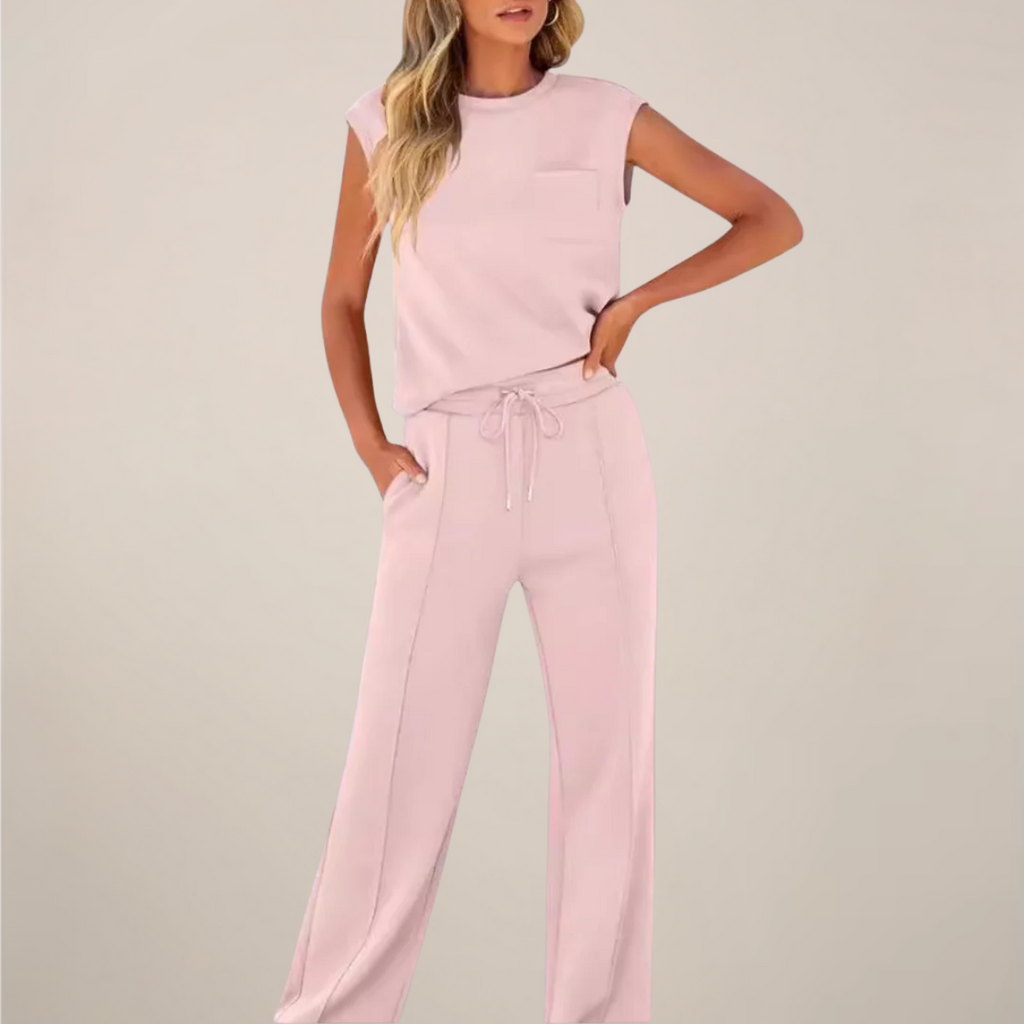 Charlotte | Relaxed Fit Two Piece Pants Set with Drawstring - Lumina