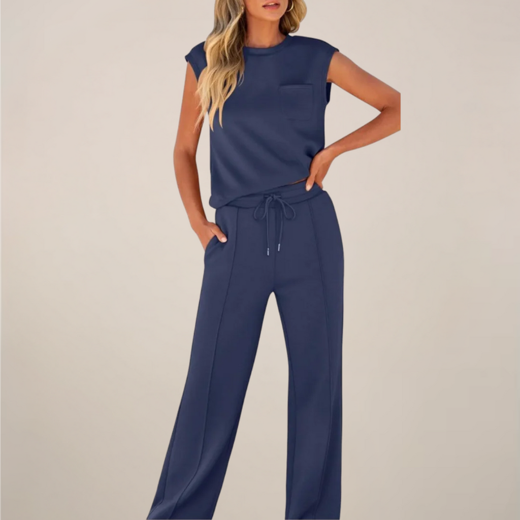 Charlotte | Relaxed Fit Two Piece Pants Set with Drawstring - Lumina