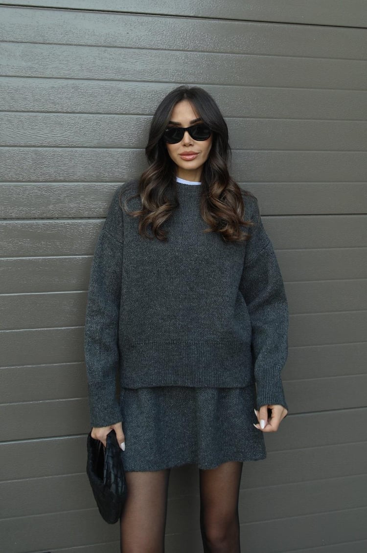 Clara | Cozy Knit Sweater Set with Mini Skirt - Lumina