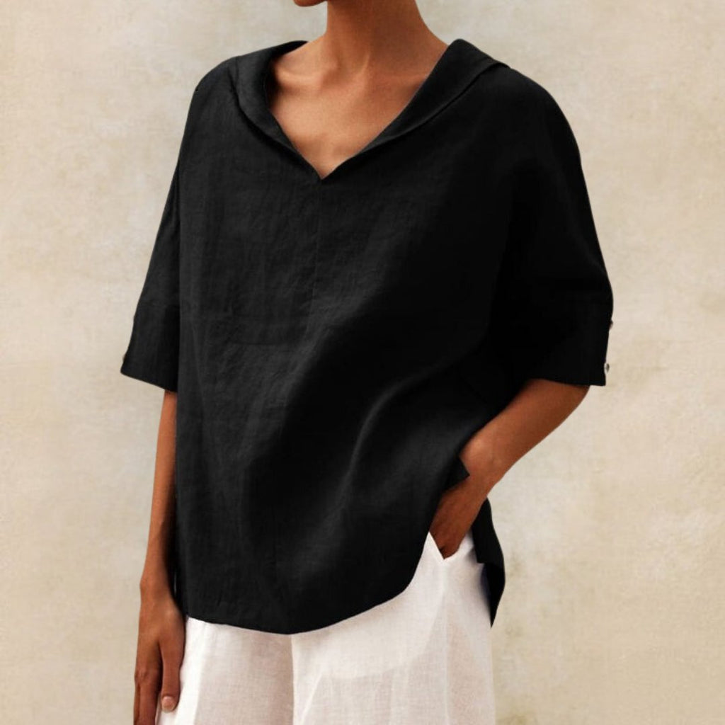 Clara | Relaxed Fit V-Neck Top with Effortless Style - Lumina