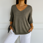 Clara | Relaxed V-Neck Sweater with Minimalist Design - Lumina