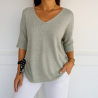 Clara | Relaxed V-Neck Sweater with Minimalist Design - Lumina