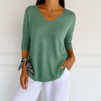 Clara | Relaxed V-Neck Sweater with Minimalist Design - Lumina