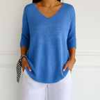 Clara | Relaxed V-Neck Sweater with Minimalist Design - Lumina