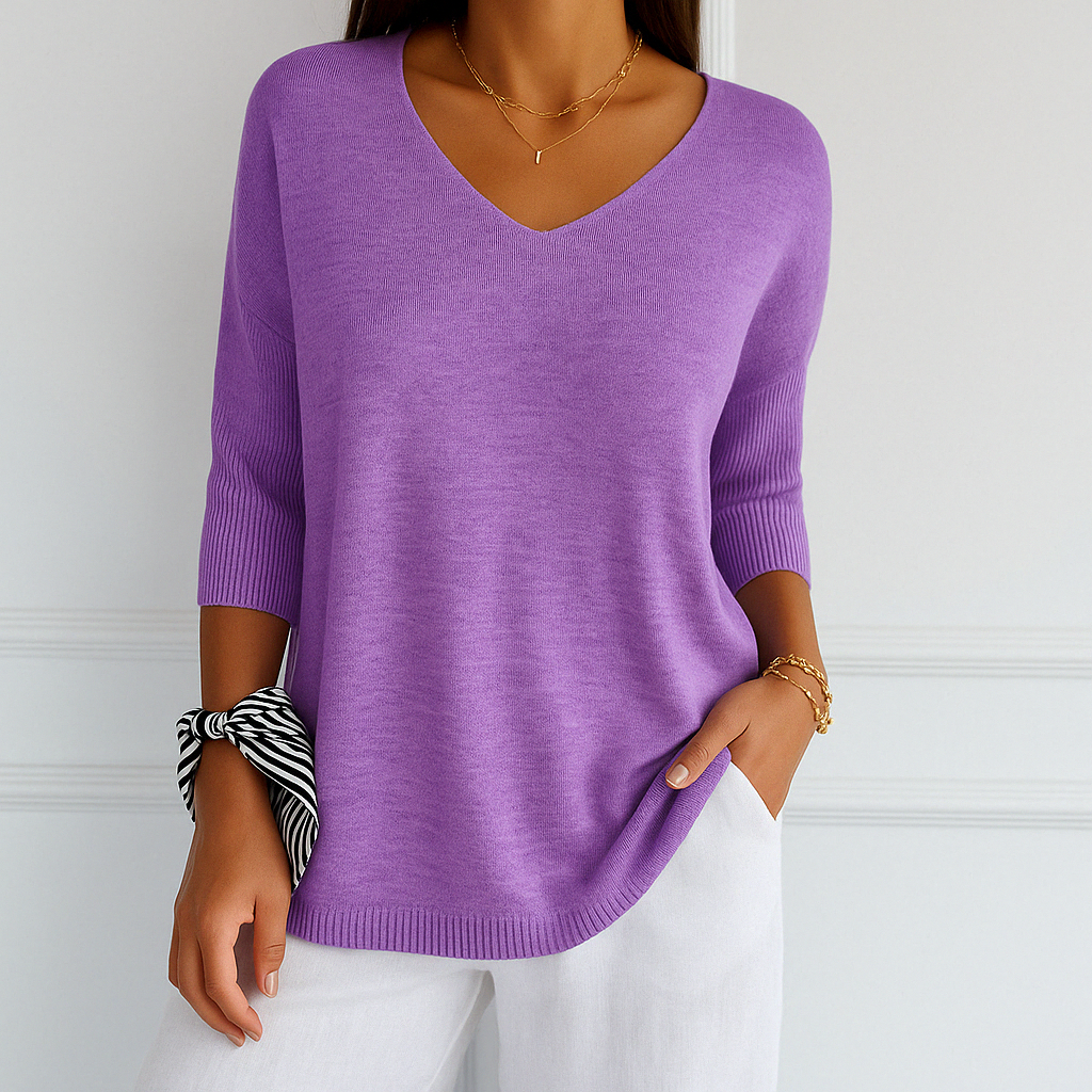 Clara | Relaxed V-Neck Sweater with Minimalist Design - Lumina