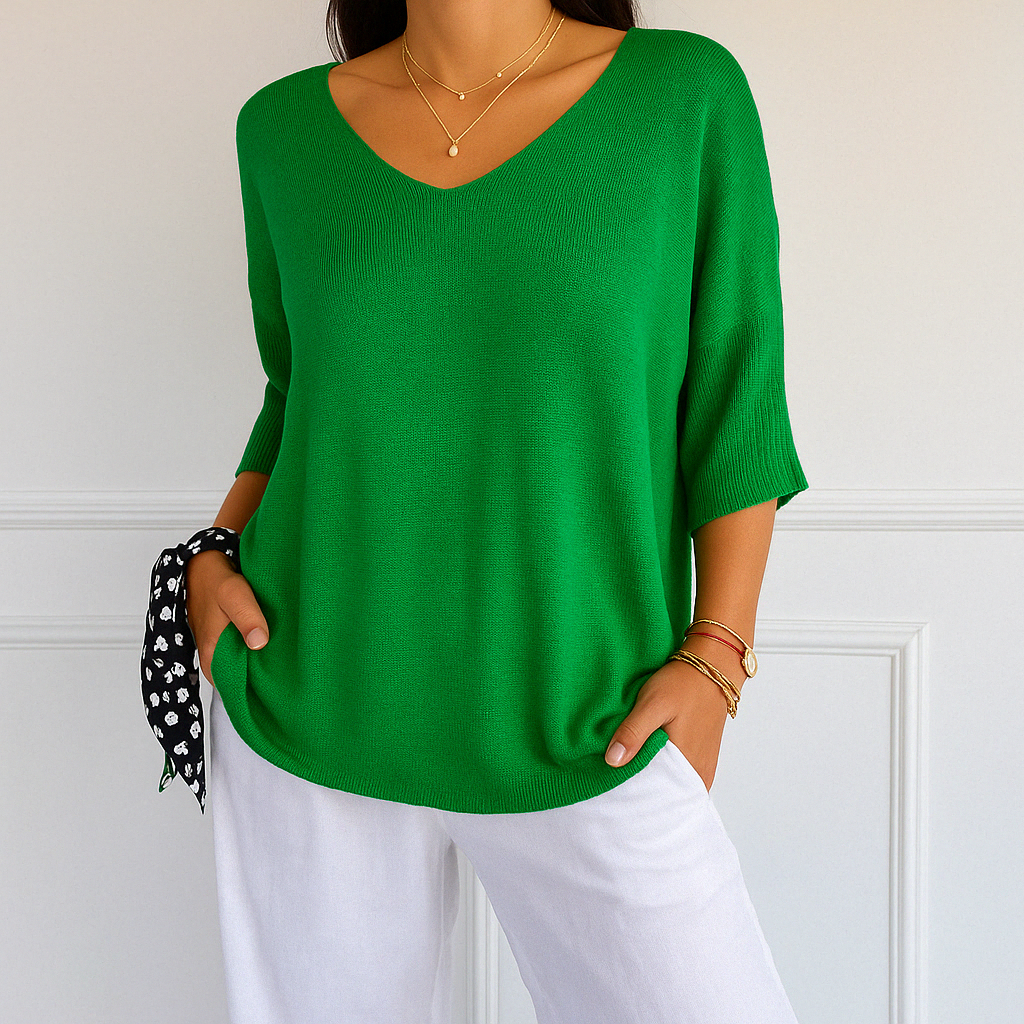 Clara | Relaxed V-Neck Sweater with Minimalist Design - Lumina