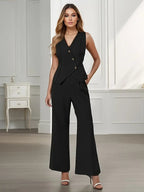 Daisy | Tailored Spring Vest and Pant Set with Button Details - Lumina