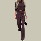 Ella | Chic Cropped Top and Tailored Trousers Two Piece Set - Lumina