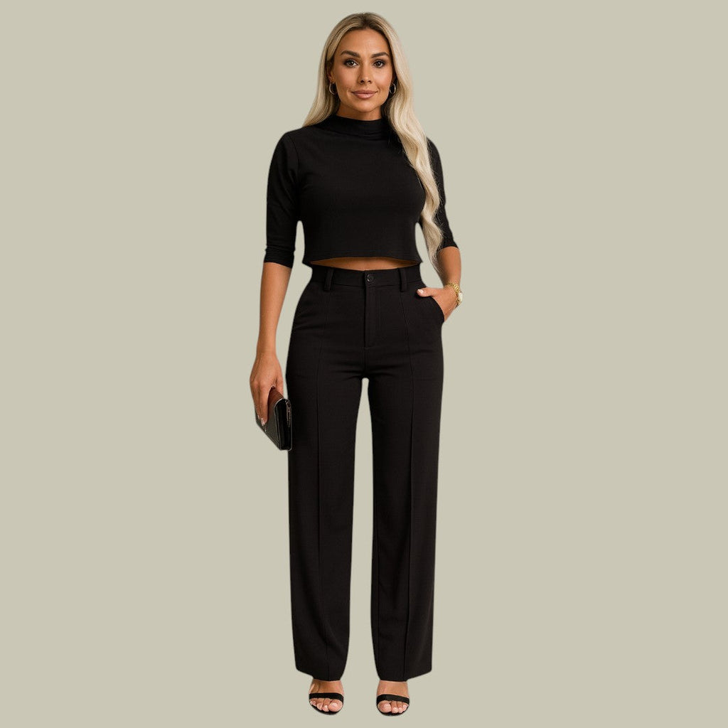 Ella | Chic Cropped Top and Tailored Trousers Two Piece Set - Lumina
