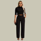 Ella | Chic Cropped Top and Tailored Trousers Two Piece Set - Lumina