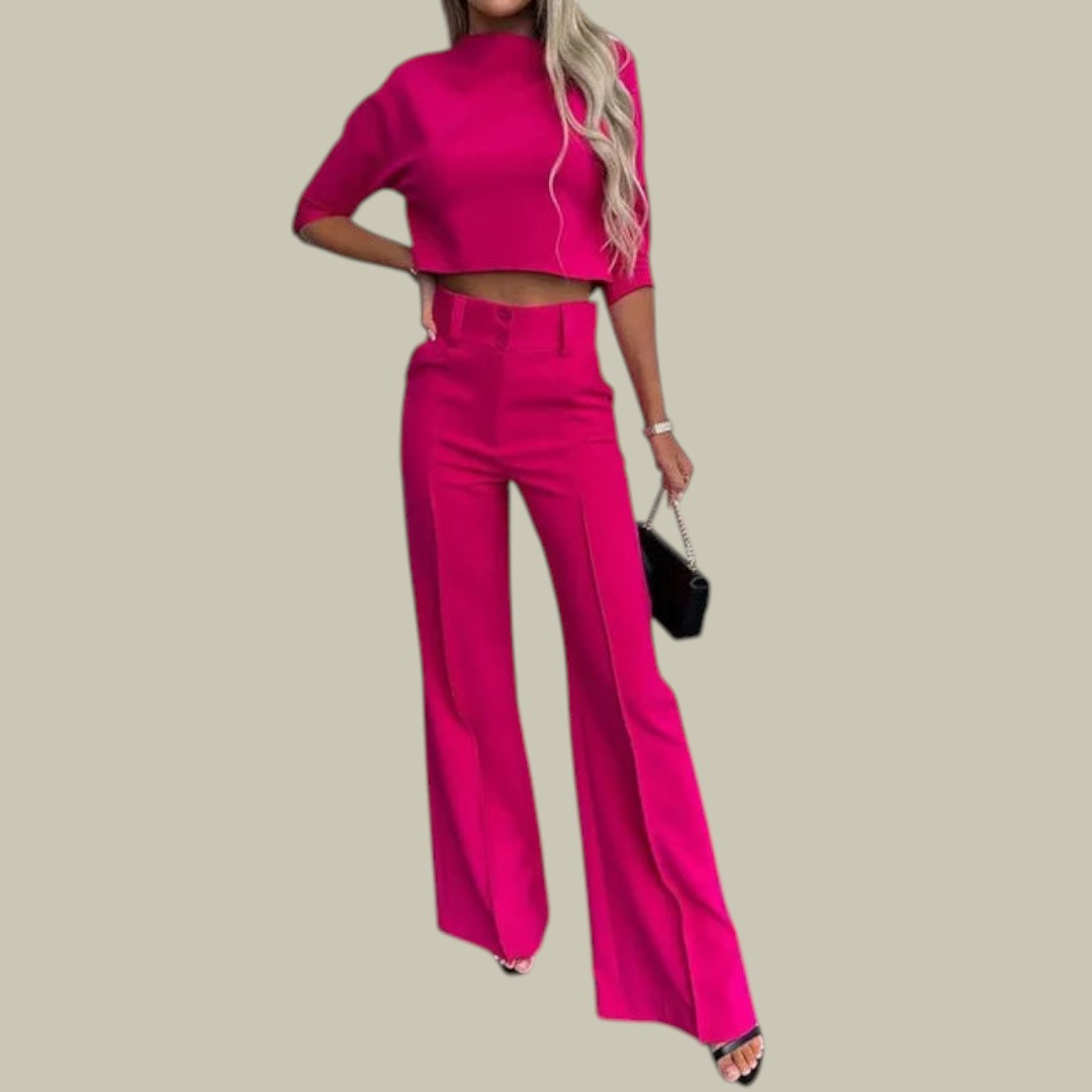 Ella | Chic Cropped Top and Tailored Trousers Two Piece Set - Lumina