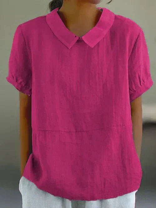 Fiona | Charming Linen Blouse with Peter Pan Collar - Lumina
