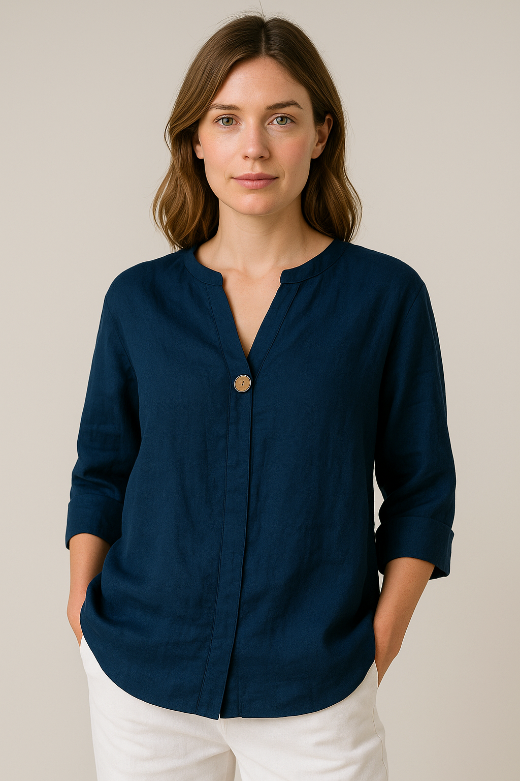 Gabrielle | Relaxed Fit Blouse with Button Detail - Lumina