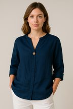 Gabrielle | Relaxed Fit Blouse with Button Detail - Lumina
