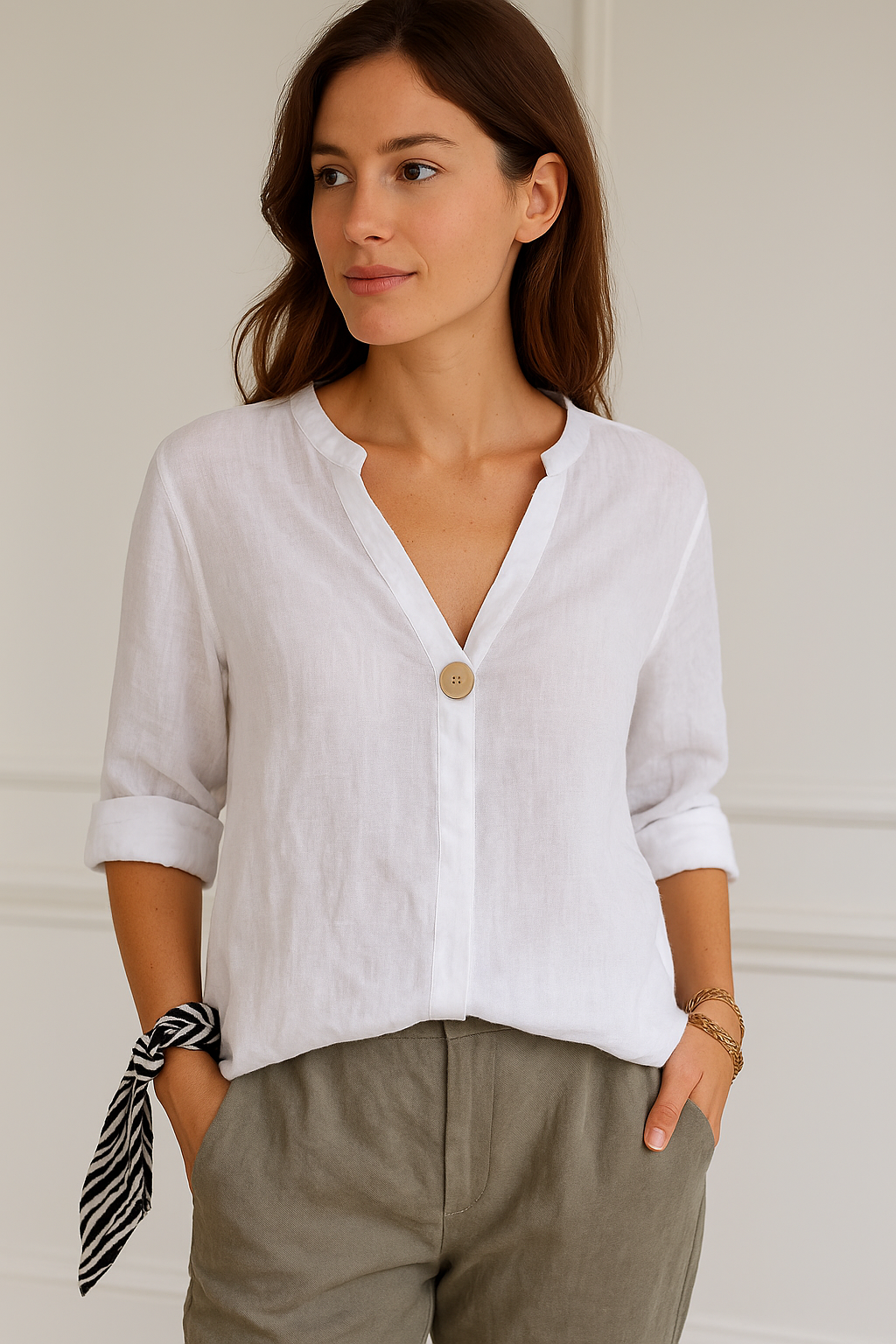 Gabrielle | Relaxed Fit Blouse with Button Detail - Lumina