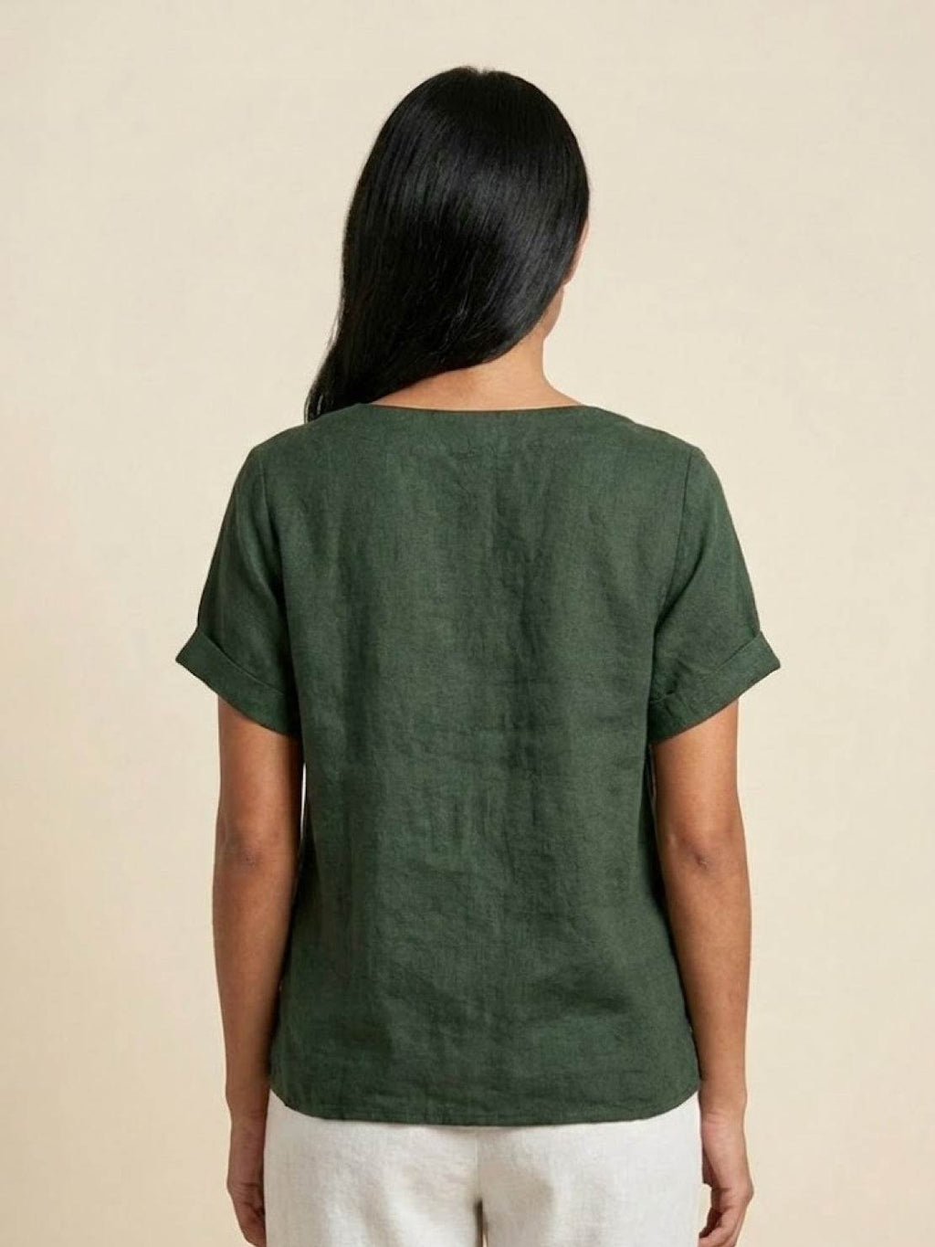 Grace | Relaxed Linen Blouse with Button Detail - Lumina