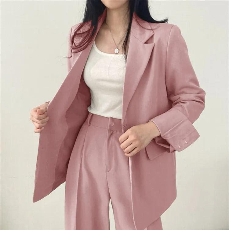 Hailey | Tailored Blazer and High-Waisted Trousers Suit Set - Lumina
