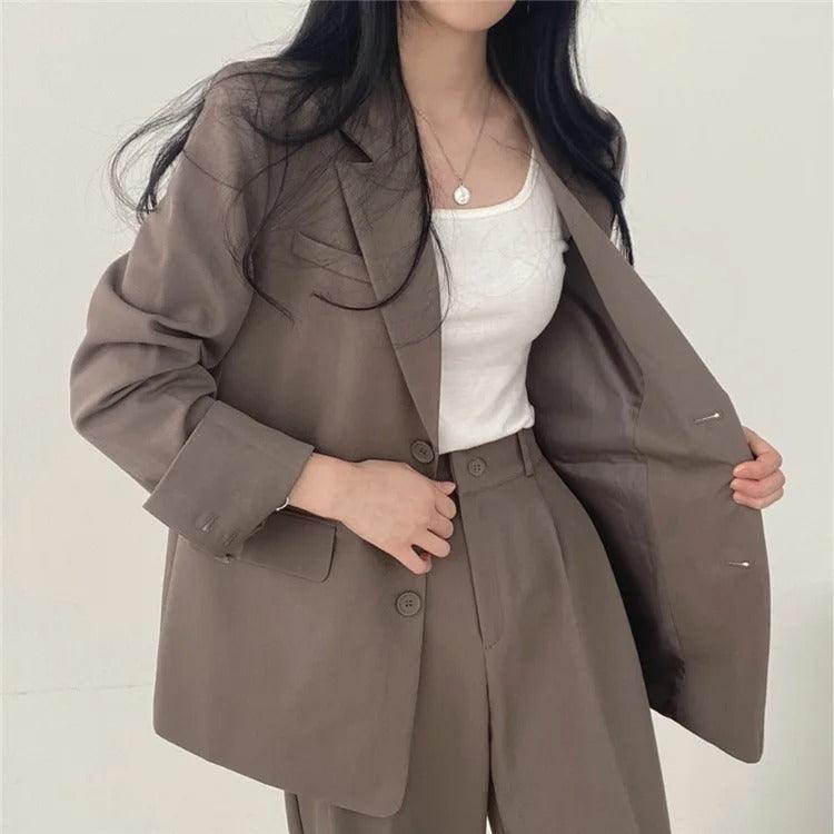 Hailey | Tailored Blazer and High-Waisted Trousers Suit Set - Lumina