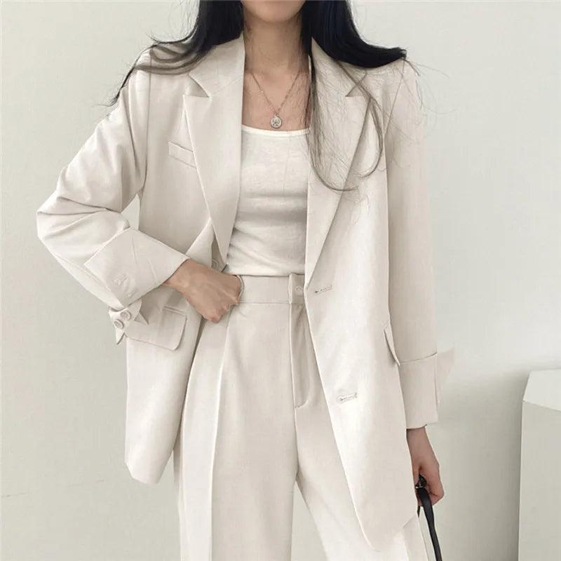Hailey | Tailored Blazer and High-Waisted Trousers Suit Set - Lumina