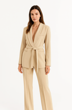 Hazel | Elegant Belted Blazer & Wide Leg Trousers Set for Women - Lumina