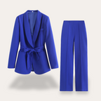 Hazel | Elegant Belted Blazer & Wide Leg Trousers Set for Women - Lumina