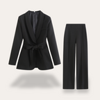 Hazel | Elegant Belted Blazer & Wide Leg Trousers Set for Women - Lumina