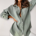 Hazel | Relaxed Button Front Shirt with Roll-Up Sleeves - Lumina
