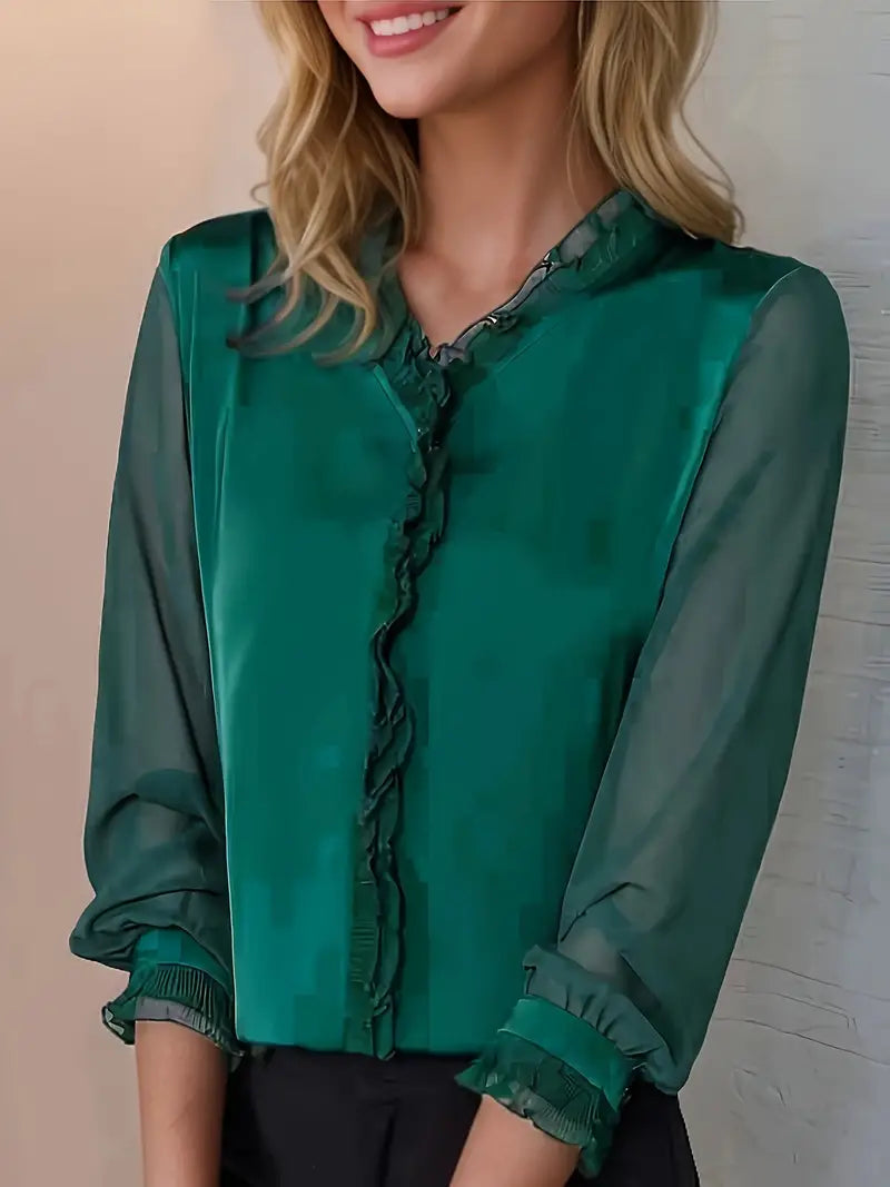 Isabella | Elegant Ruffle Blouse with Graceful Sleeves - Lumina