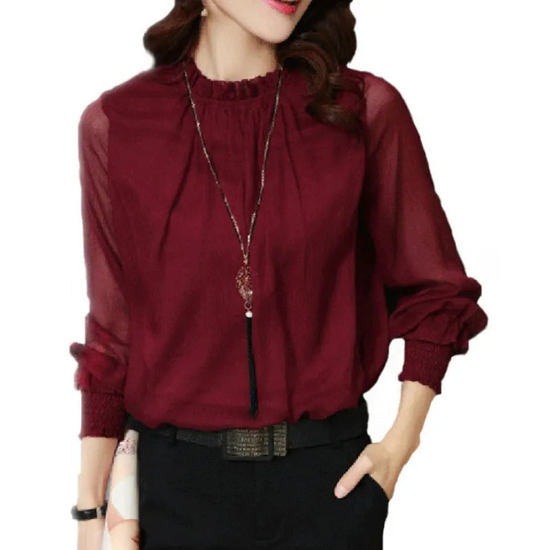 Isabella | Elegant Ruffle Blouse with Graceful Sleeves - Lumina