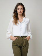 Isabella | Elegant Ruffle Blouse with Graceful Sleeves - Lumina