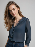 Isabella | Elegant Ruffle Blouse with Graceful Sleeves - Lumina