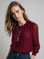Isabella | Elegant Ruffle Blouse with Graceful Sleeves - Lumina