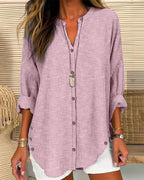 Isabella | Relaxed Striped Blouse with Button Front - Lumina