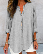 Isabella | Relaxed Striped Blouse with Button Front - Lumina