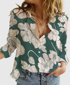 Isabella | Relaxed V Neck Blouse with Button Front - Lumina